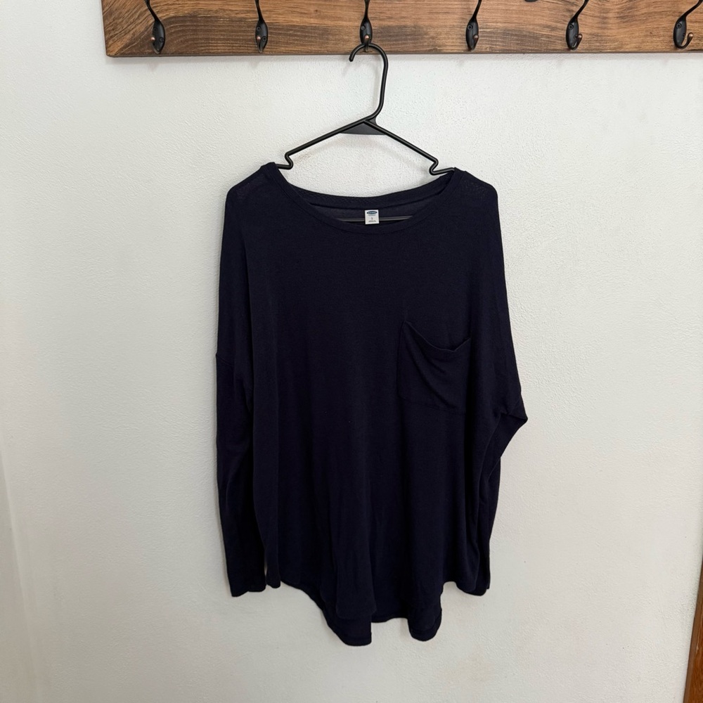 Old Navy Navy Blue Pocket Long Sleeve Tee